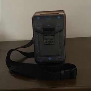 MCM Black and Blue Belt Bag with Iconic Design